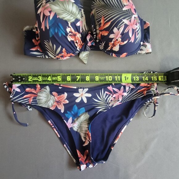 la Vie en Rose Bikini Set Womens XL* Blue Floral Tropical Swimsuit Beach Travel - Picture 4 of 11